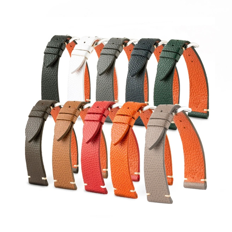Bracelet Retro Tribute to H. – Bracelet montre cuir – Veau grain (noir, marron, bleu…)