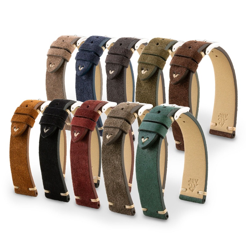 Bracelet Vintage – Bracelet montre cuir – Veau nubuck (noir, gris, marron, bleu, rouge, vert, kaki…)