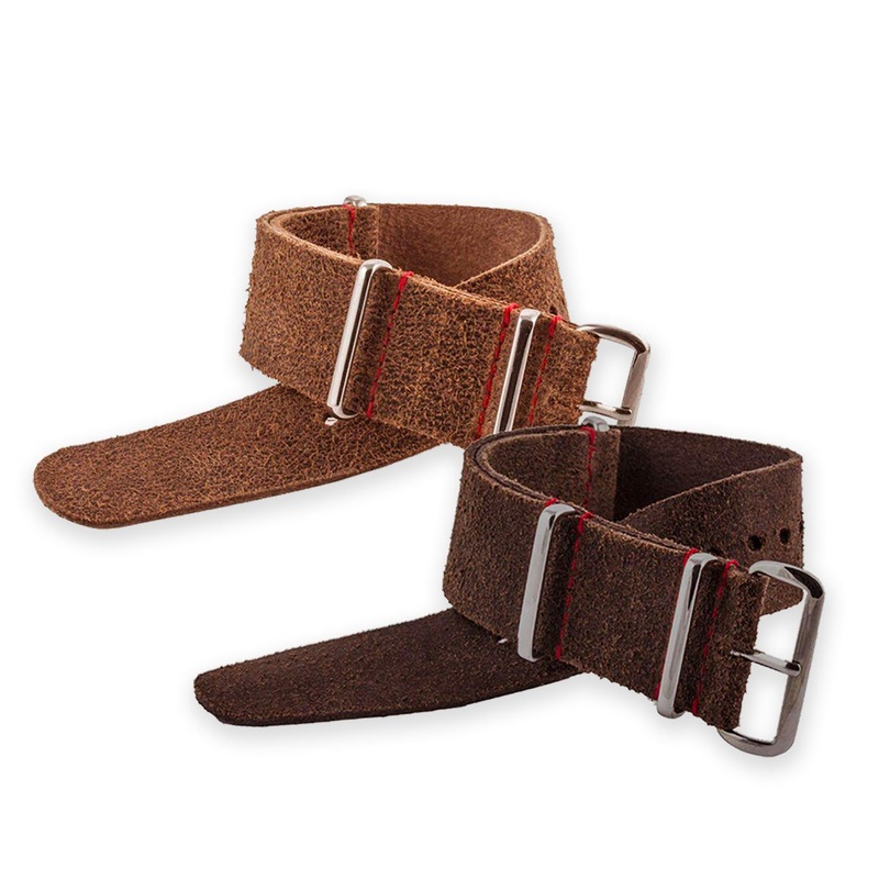 Breitling Navitimer – Bracelet de montre nato cuir – Veau bross (marron fonc, marron moyen)