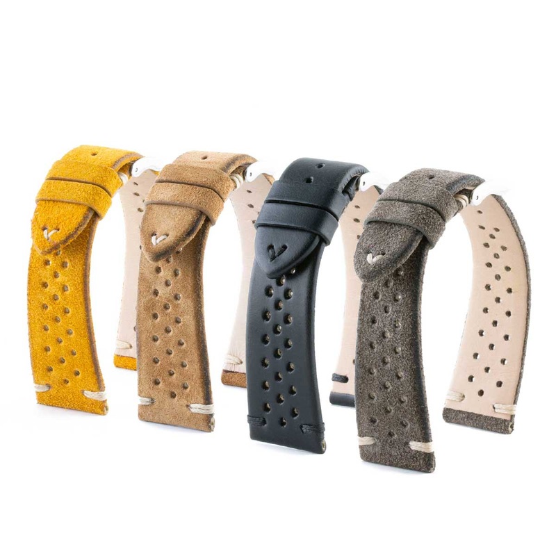 Collection Capsule – Bracelet montre cuir Driver – Veau (gris, marron, noir, jaune)