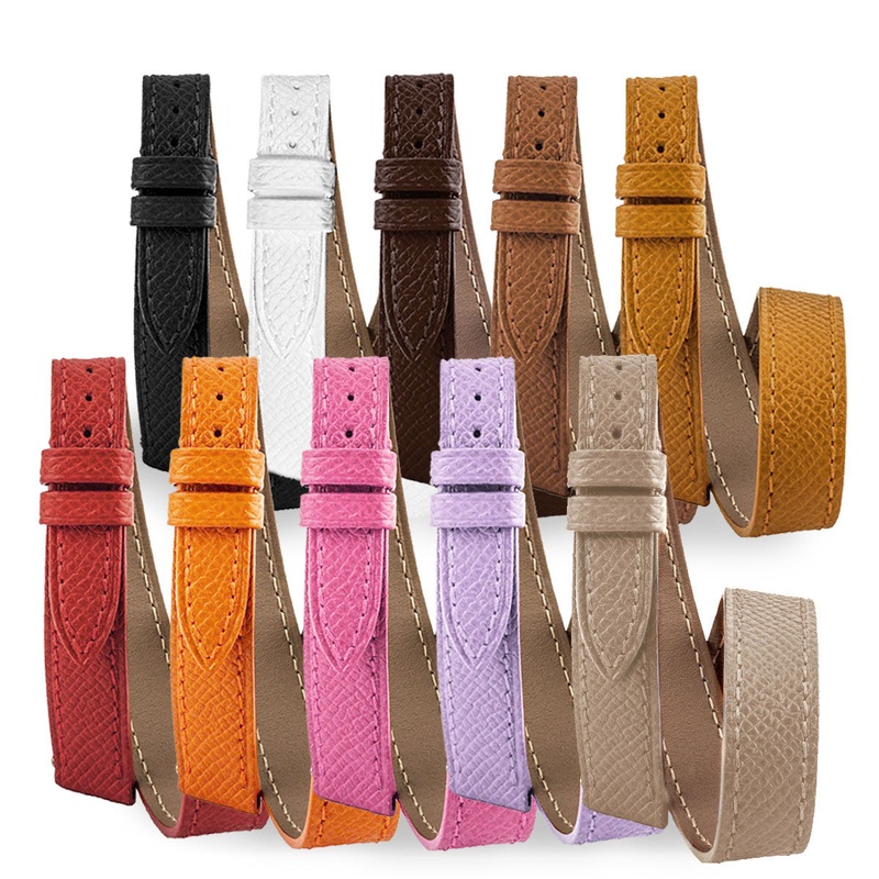 Herms – Bracelet-montre cuir Double tour – Veau grain (noir, marron, blanc, rouge…)