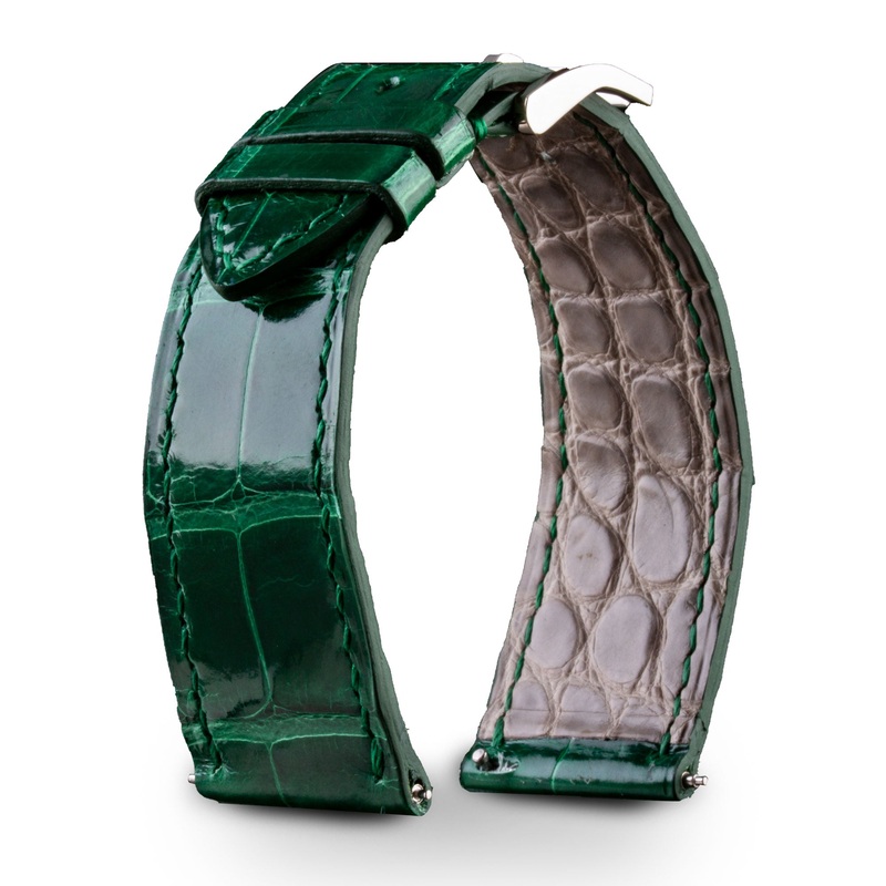 Bracelet montre cuir – Anatole Baker – Alligator brillant vert