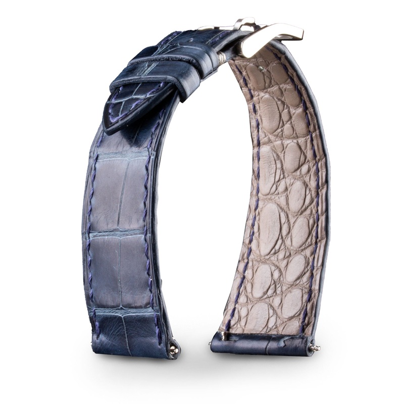 Bracelet montre cuir – Anatole Baker – Alligator wax bleu