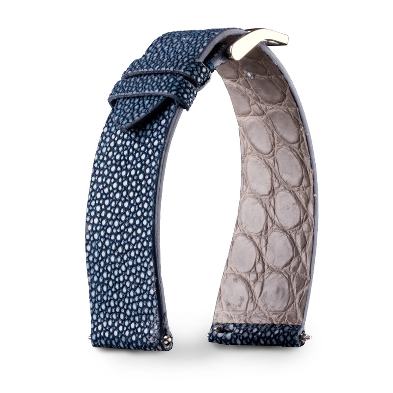 Bracelet montre cuir – Anatole Baker – Galuchat bleu