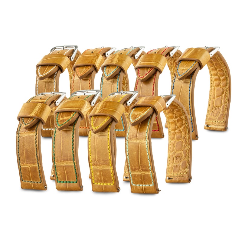 Bracelet montre cuir – Automne – Alligator radika miel