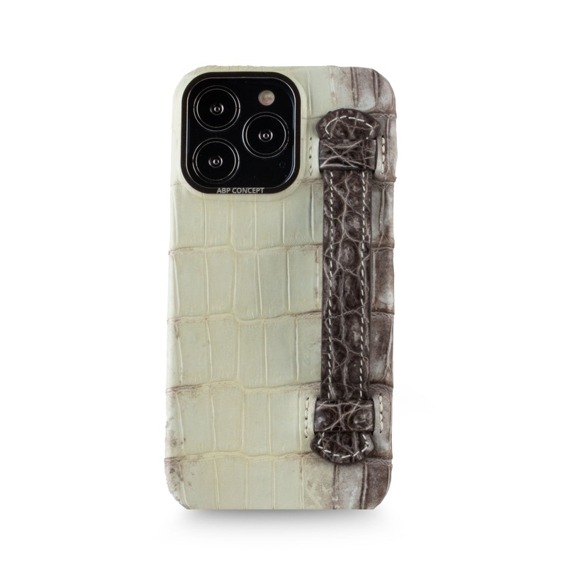 Vente exclusive – Coque cuir strap case Himalaya pour iPhone 13 Pro – Crocodile Himalaya fonc 1