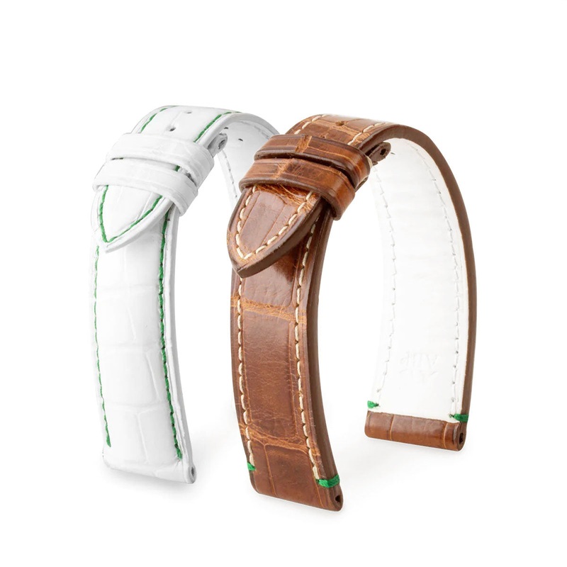 Bracelet montre cuir – Golf – Alligator (marron, blanc)