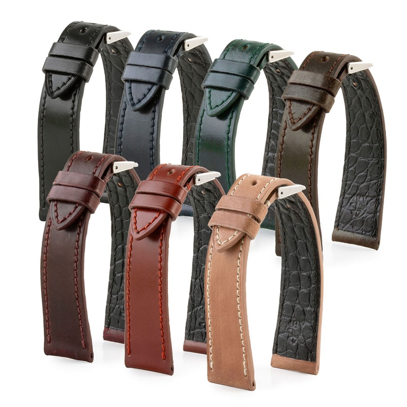 Bracelet pour montre cuir – Cordovan (noir, bleu, vert, marron, bordeaux)