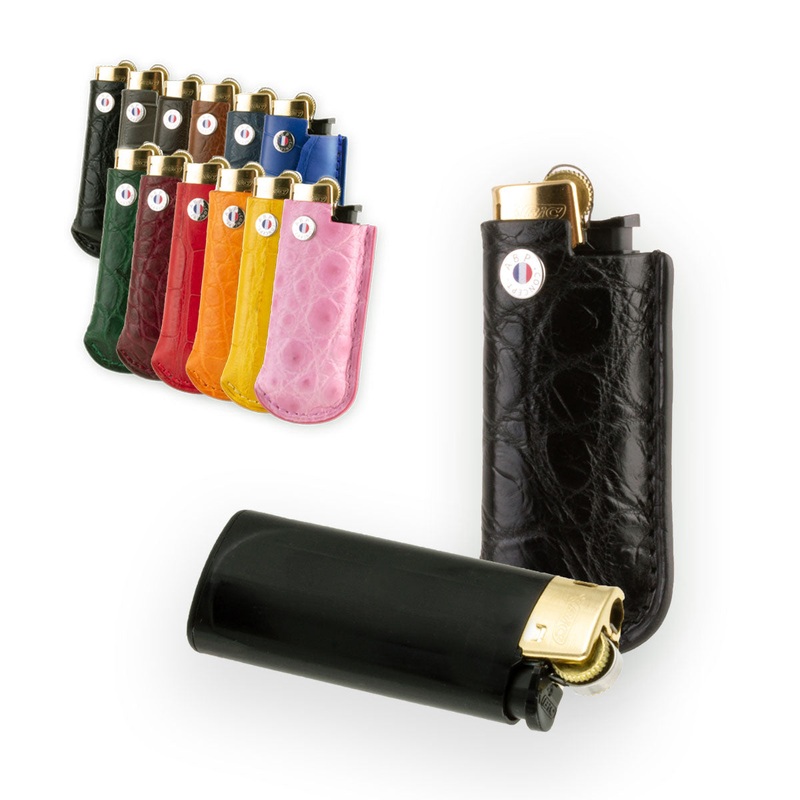 Briquet et son tui cuir Essential – Alligator (noir, bleu, vert, marron, orange…)