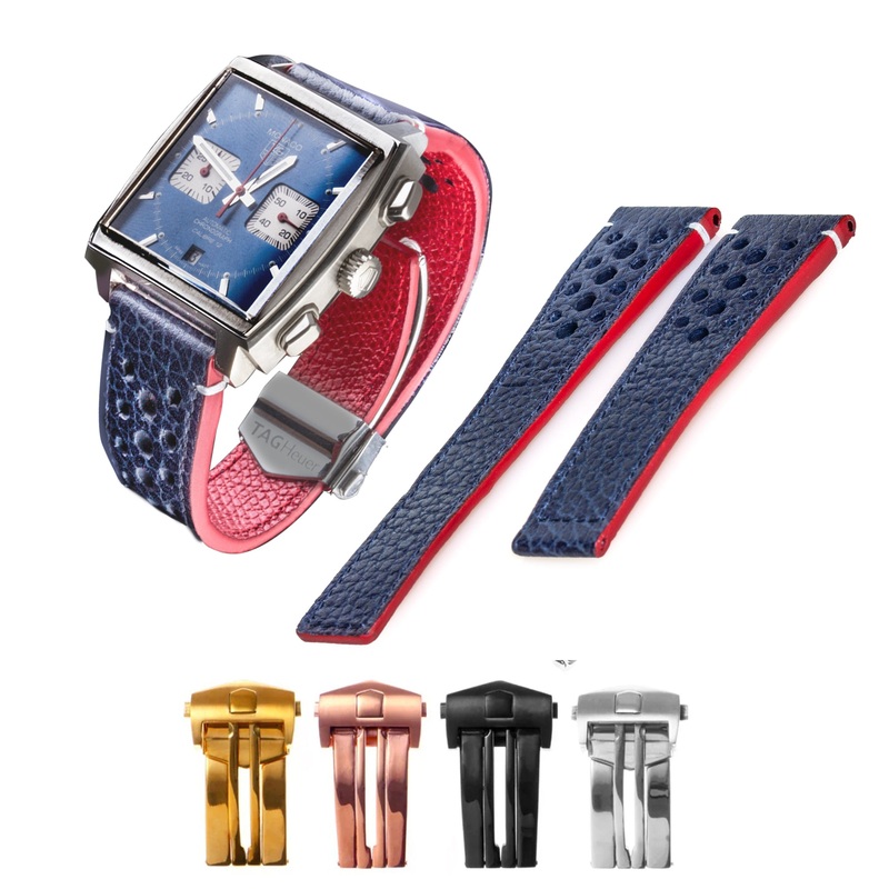 Tag Heuer Monaco – Bracelet montre cuir – Buffle bleu marine