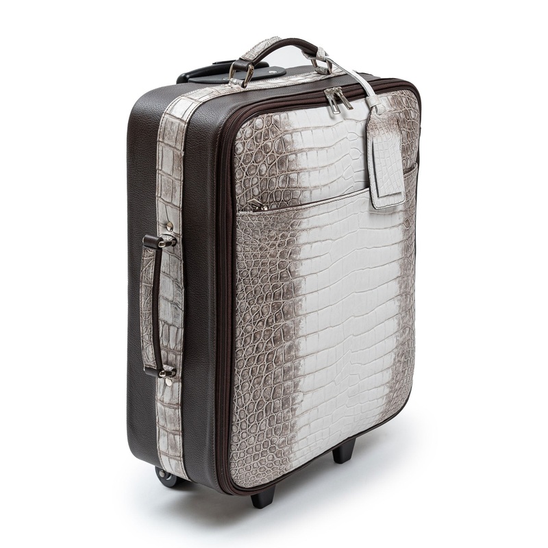 Valise cabine cuir – Crocodile Himalaya Clair