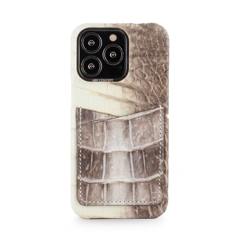 Vente exclusive – Coque cuir double card Himalaya pour iPhone 13 Pro – Crocodile Himalaya fonc 6