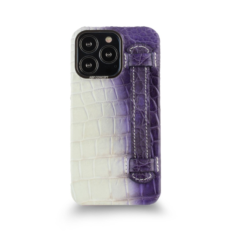 Vente exclusive – Coque cuir strap case Himalaya pour iPhone 13 Pro – Crocodile Himalaya violet