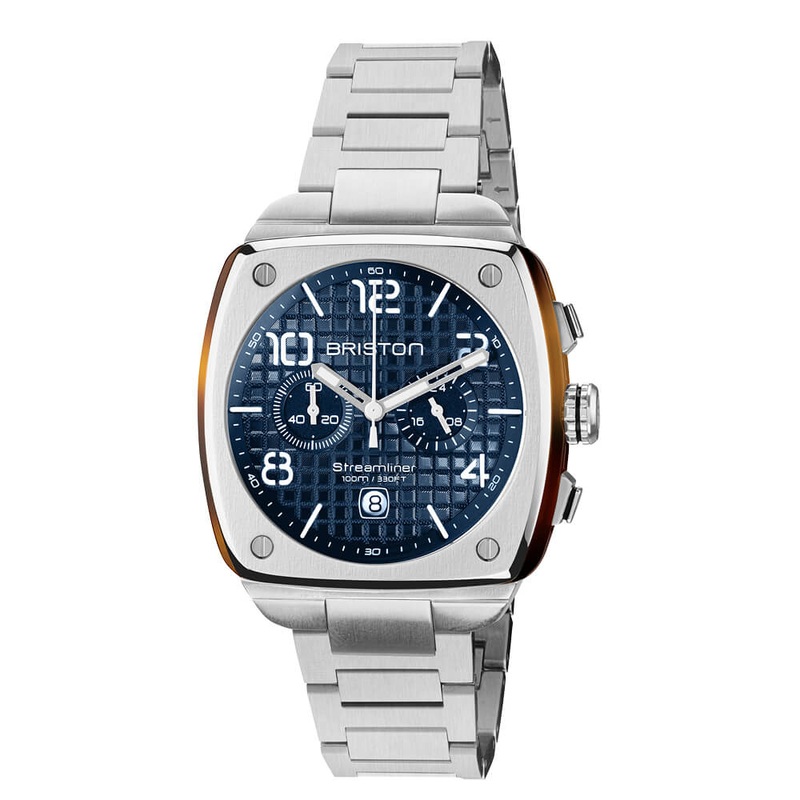 MONTRE BRISTON – STREAMLINER URBAN CHRONO ACIER ET ACTATE  BLEU
