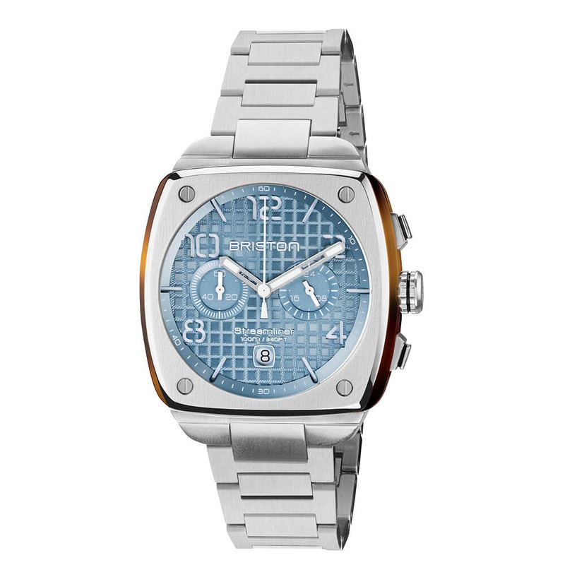 MONTRE BRISTON – STREAMLINER URBAN CHRONO ACIER ET ACTATE  BLEU GLACIER