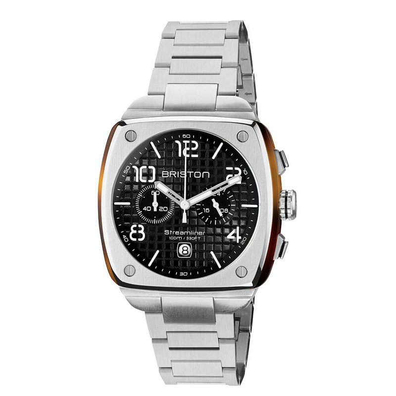 MONTRE BRISTON – STREAMLINER URBAN CHRONO ACIER ET ACTATE  NOIR