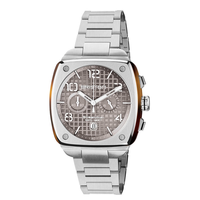 MONTRE BRISTON – STREAMLINER URBAN CHRONO ACIER ET ACTATE  TAUPE
