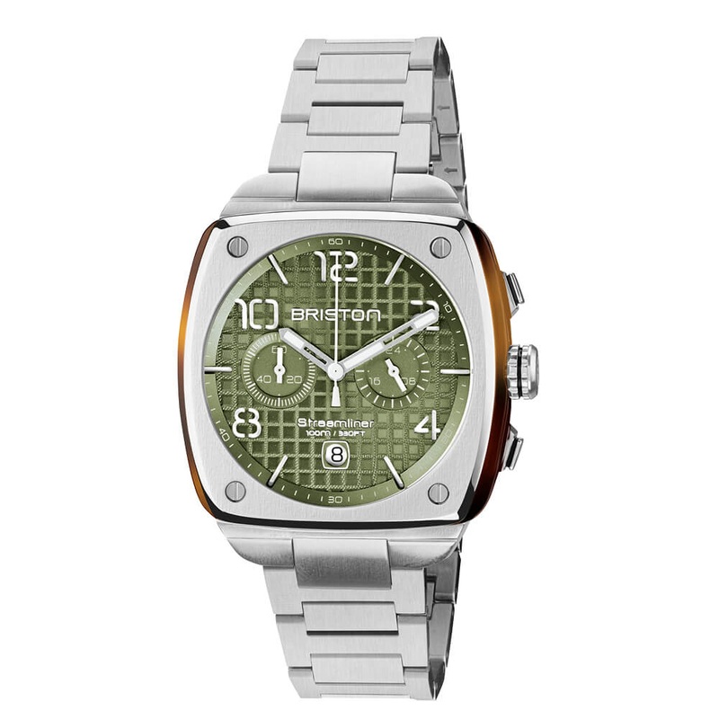 MONTRE BRISTON – STREAMLINER URBAN CHRONO ACIER ET ACTATE  VERT OLIVE