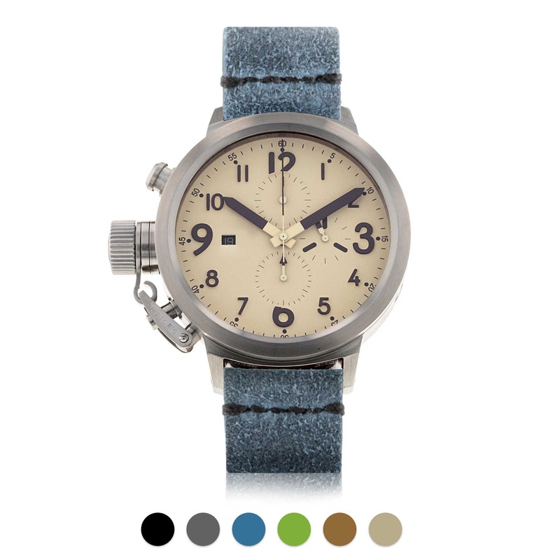 U-Boat – Bracelet-montre cuir – Veau bross (noir, gris, bleu, vert, marron, rouge…)