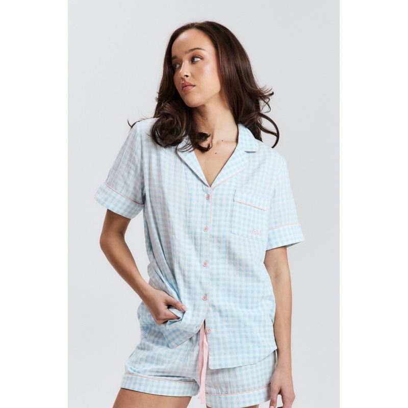 Blue Gingham Short PJ Top|XS|S|M|L|XL|2XL|3XL