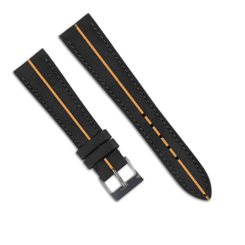 Bracelet montre cuir Chroma Stripe 1 ligne – Veau (rubber, vieilli, bross)