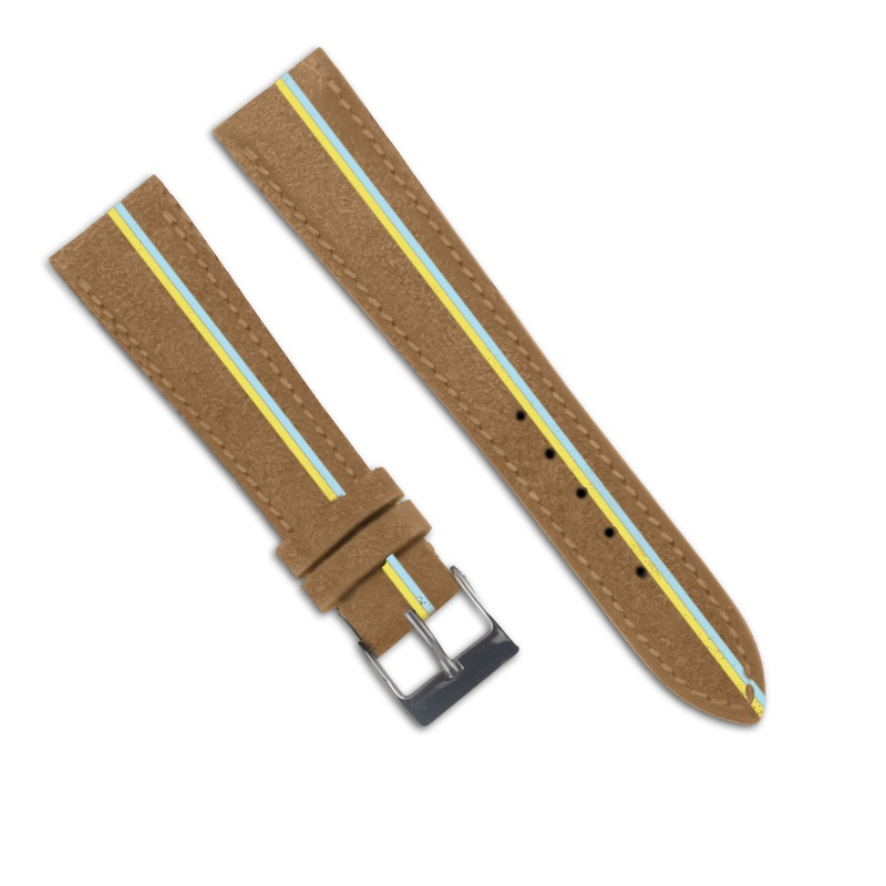 Bracelet montre Vintage Chroma Stripes  2 lignes  – Veau (rubber, vieilli, bross)