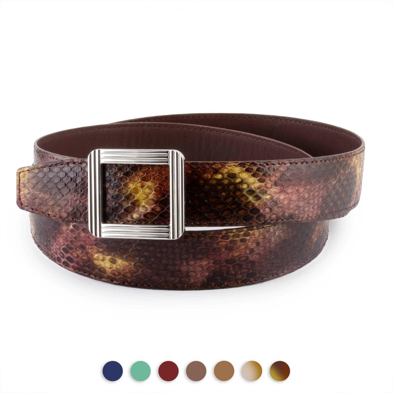 Ceinture cuir ABP + boucle acier – Python brillant