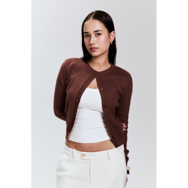 Chocolate Button Up Knit Cardigan