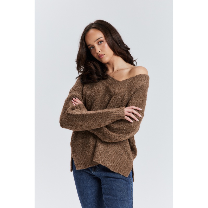 Coffee V Neck Knit|XS|S|M|L|XL|2XL|3XL