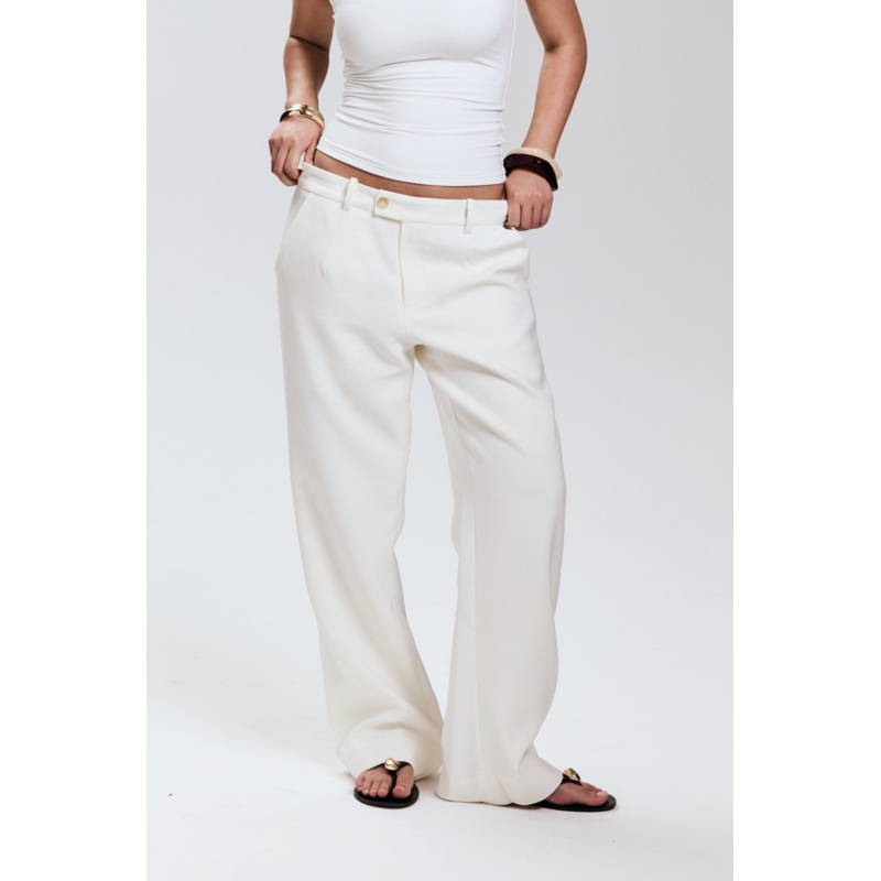 White Low Waist Tailored Pant|XS|S|M|L|XL|2XL|3XL|Regular|Tall