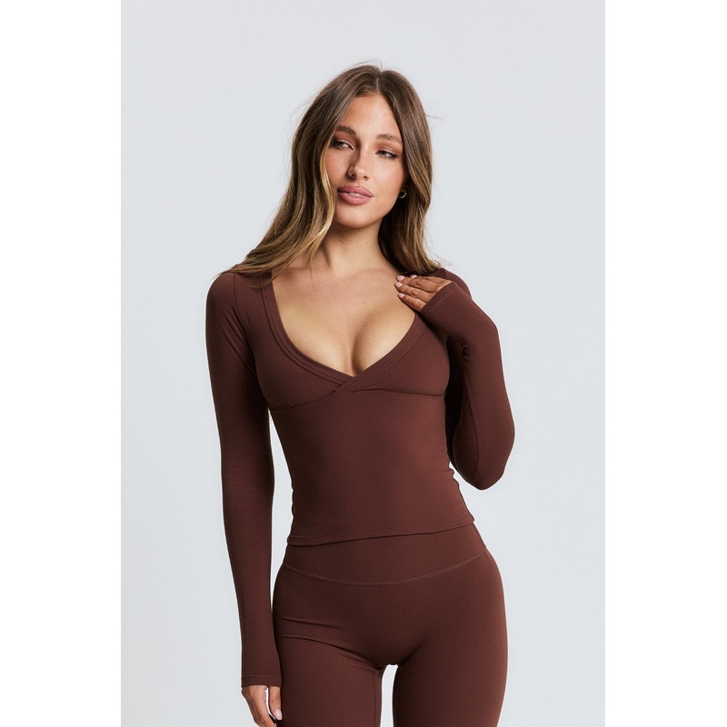 Brown Cross Front Long Sleeve|XS|S|M|L|XL|2XL|3XL