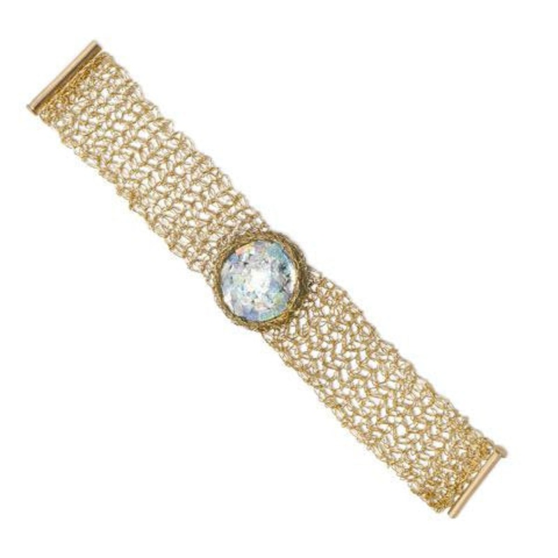 14/20 Gold Filled Woven Ancient Roman Glass Bracelet