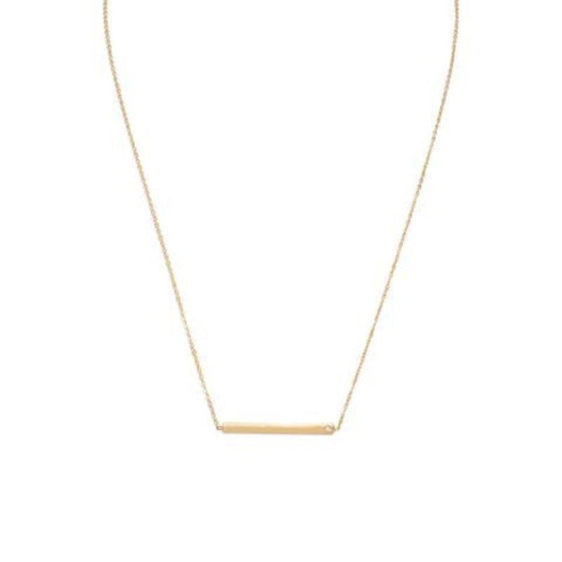 14 Karat Gold Plated Bar Necklace With Cubic Zirconia