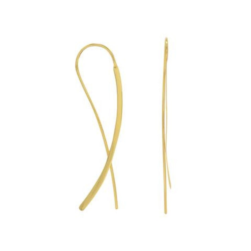 14 Karat Gold Plated Flat Lone Wire Earrings