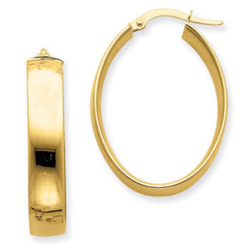 14K 5.75mm Polished Oval Hoop Earrings