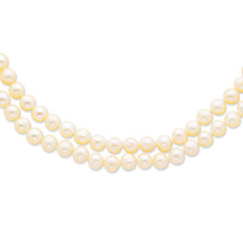 14k 7.5-9MM Two Strand Freshwater Cultured Pearl Necklace
