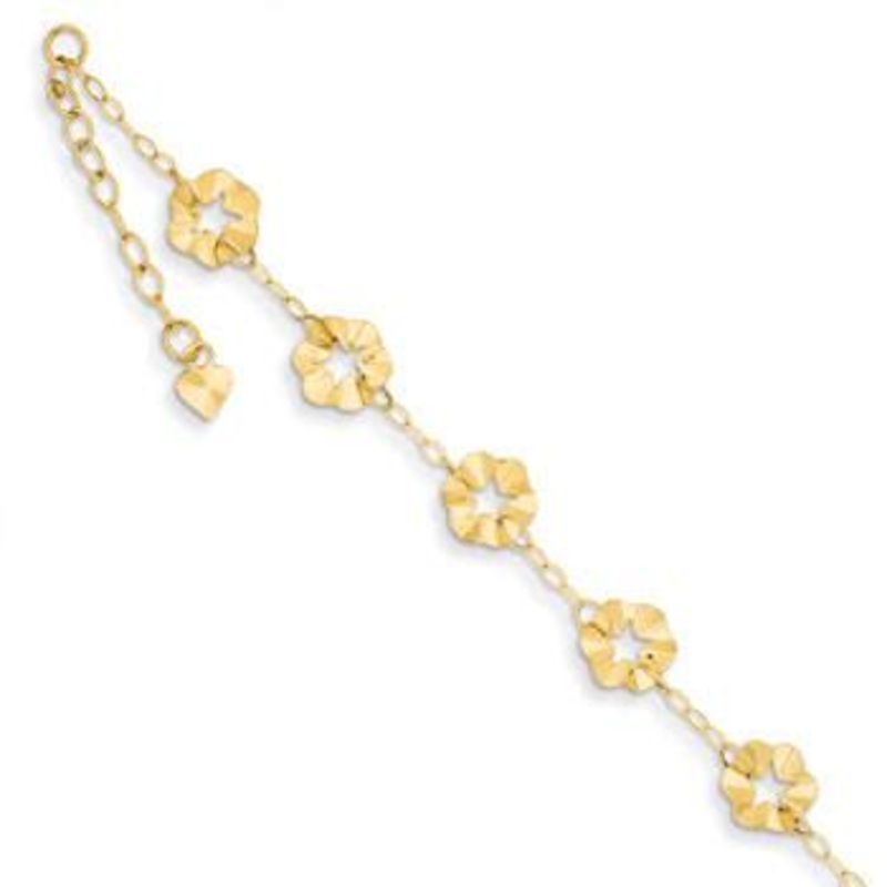 14K Adjustable Flower Anklet