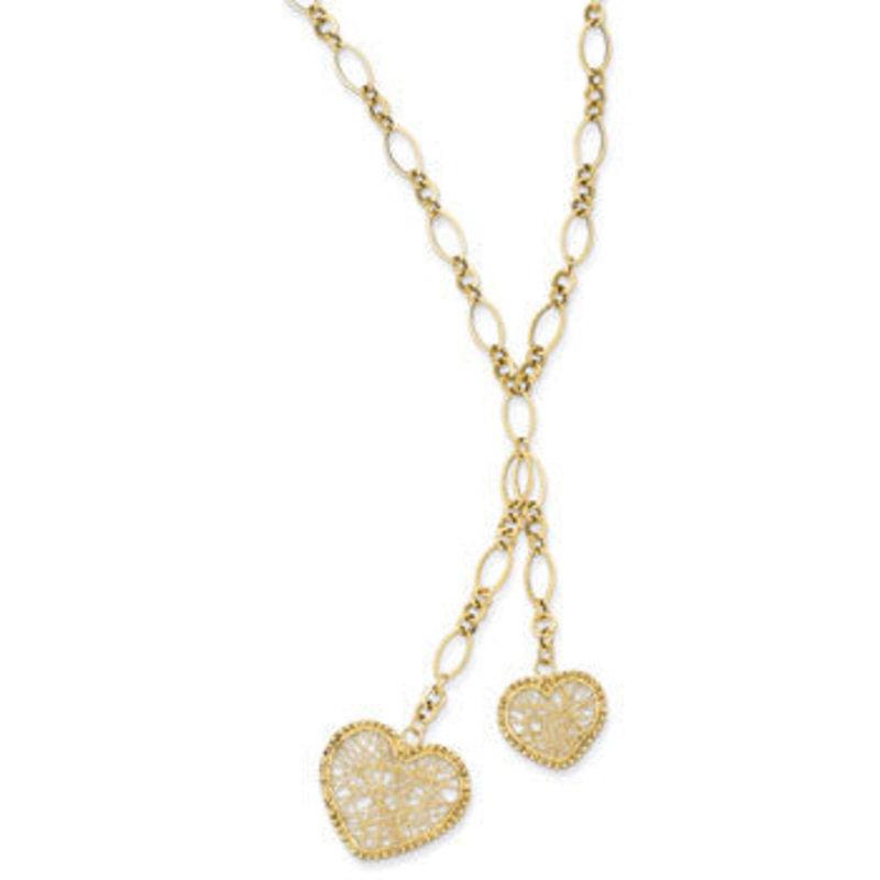 14K Adjustable Heart Drop Necklace