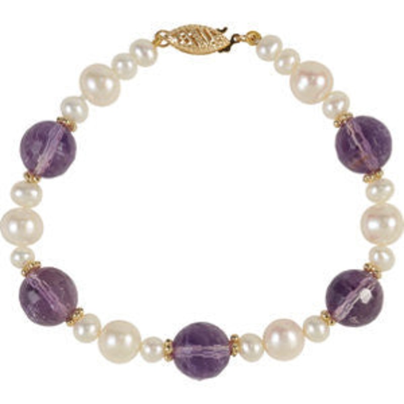14k Amethyst & Pearl Bracelet
