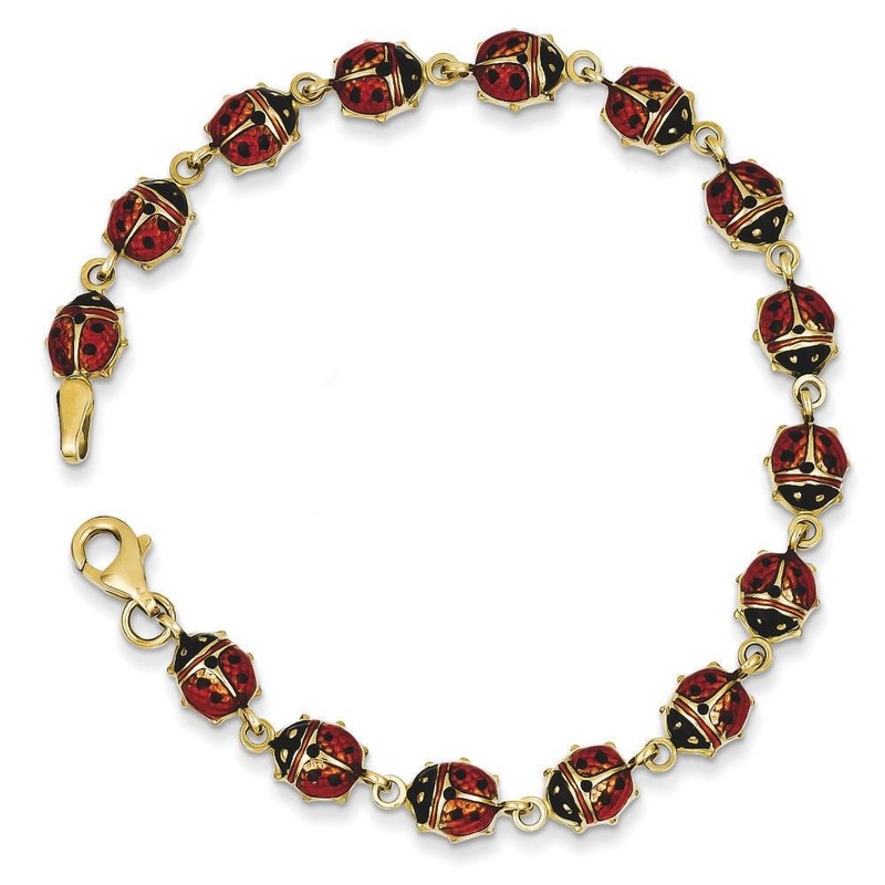 14K Enamel And Resin Ladybug  Bracelet