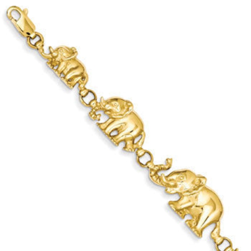 14K Graduated Elephant Bracelet