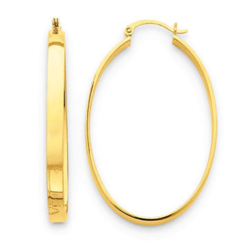 14K Lightweight Oval Hoop Earrings