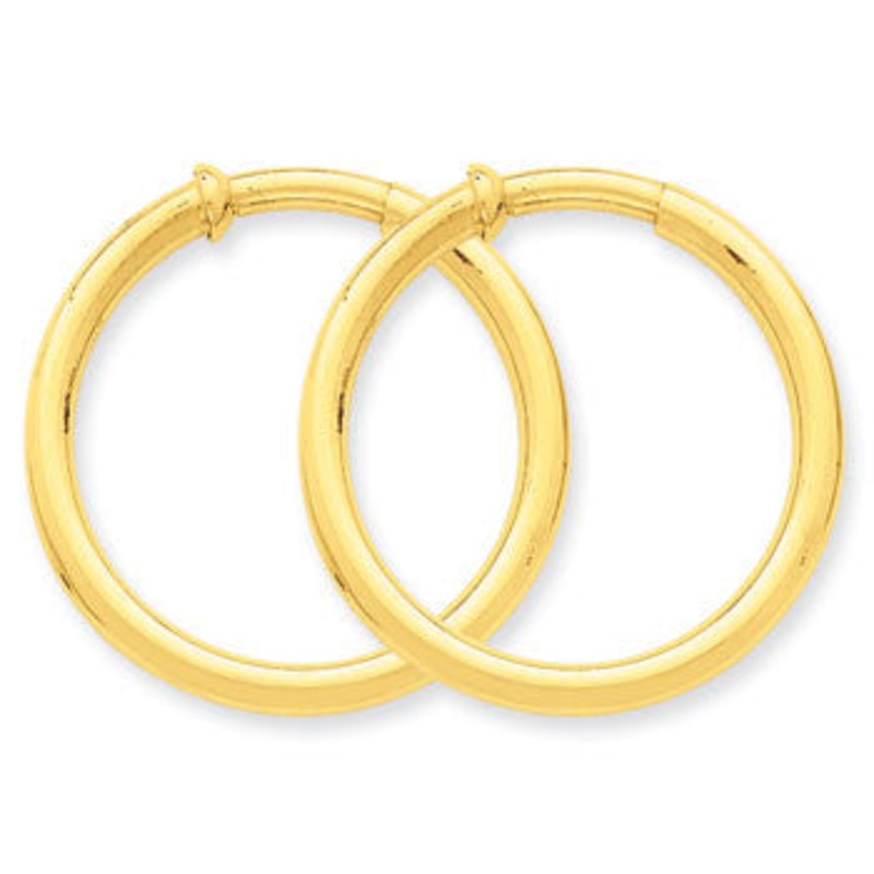 14K Non-Pierced Hoop Earrings