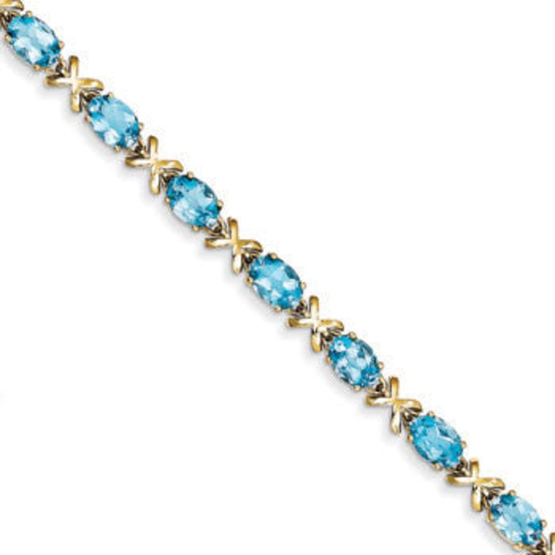 14K Oval Blue Topaz Bracelet