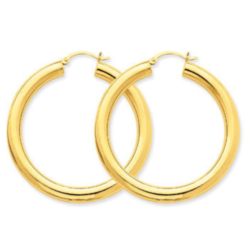 14K Polished 5mm Lightweight Hoop Earrings