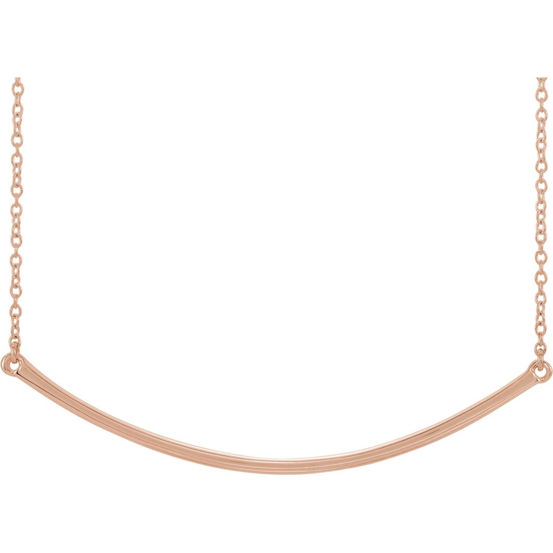 14K Rose  Curved  Neckalce|14k Rose|14k Yellow|14K White
