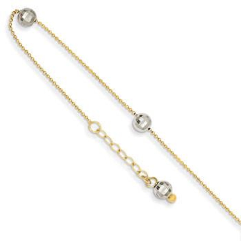 14K Two-Tone Mirror Beaded Anklet