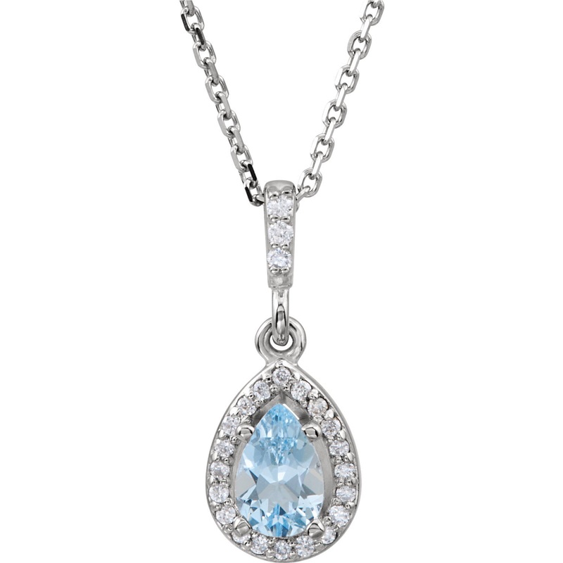 14k White Aquamarine Necklace