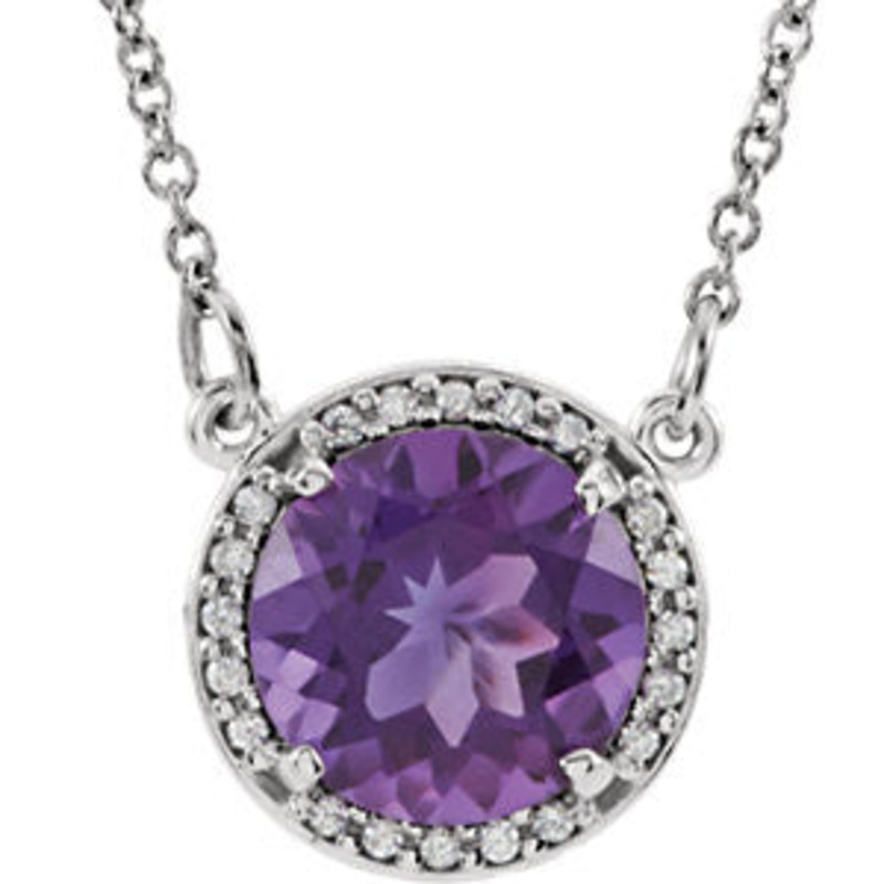 14K White Gold Amethyst Necklace
