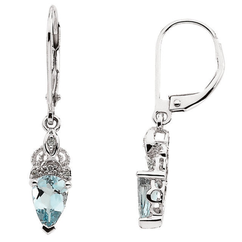 14K White Gold Aquamarine Earrings